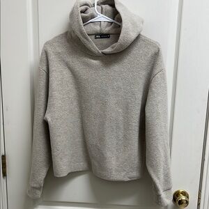 Zara Beige Wool Blend Hooded Sweatshirt | Size S